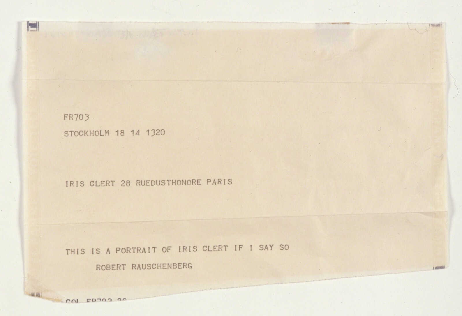 Clert This Is a Portrait of Iris Clert If I Say So (1961) by Robert ...