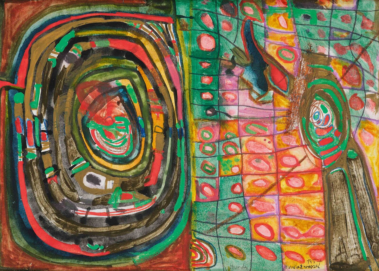 Friedensreich Hundertwasser Spirale And Karos 1957 Available For friedensreich-hundertwasser-spirale-and-karos-1957-available-for