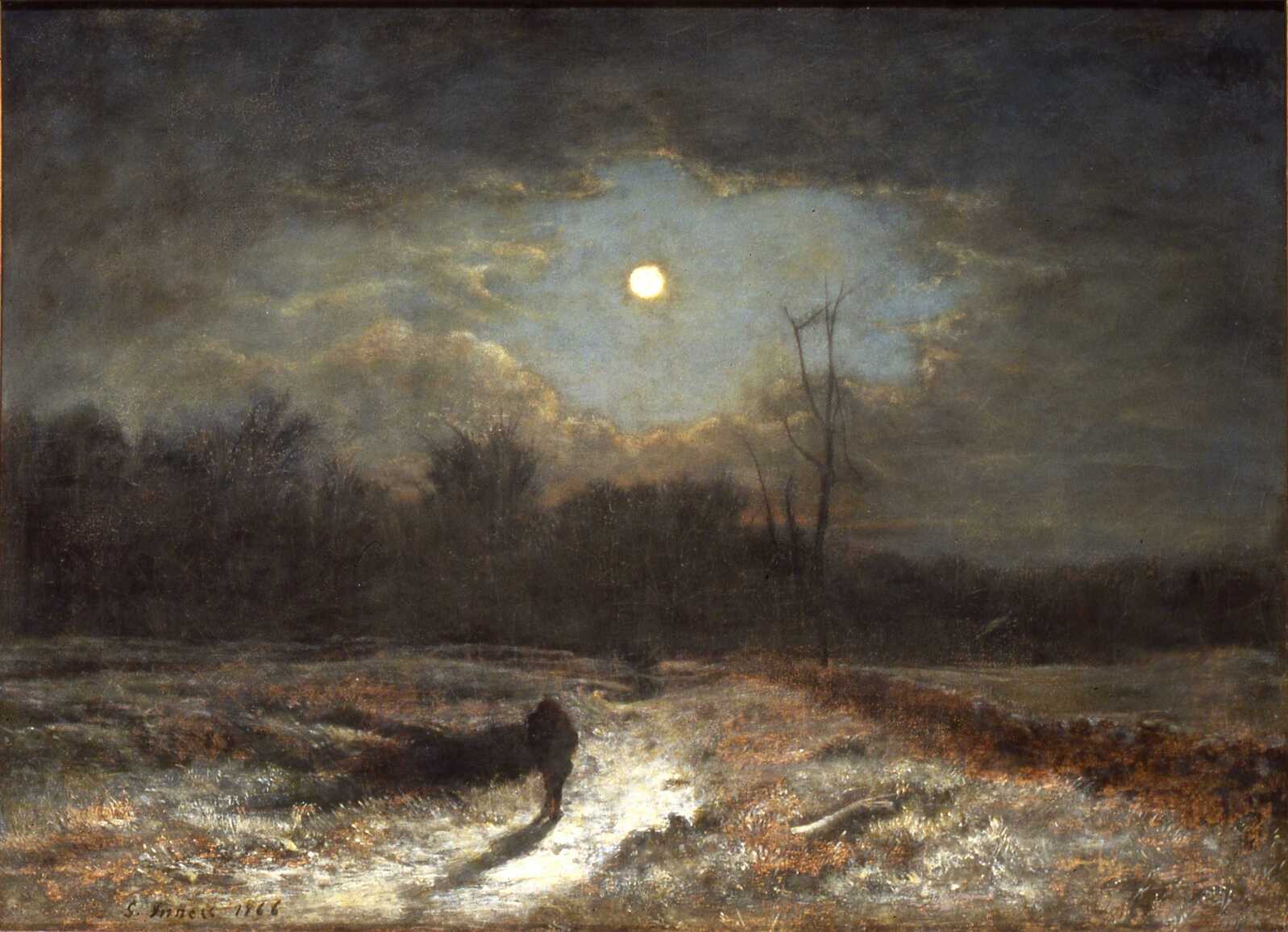 George Inness | Winter Moonlight (Christmas Eve) (1866) | Artsy