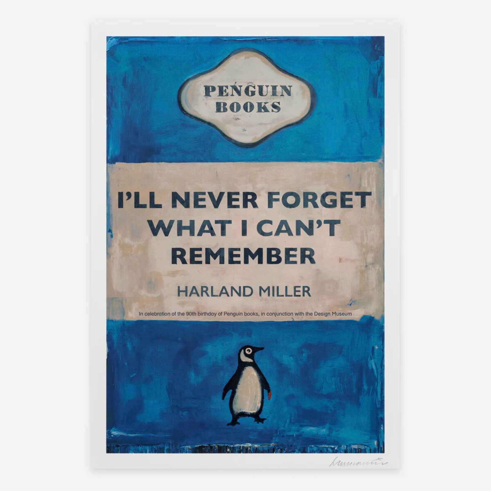 Book cover with blue and beige design, featuring a penguin and text.