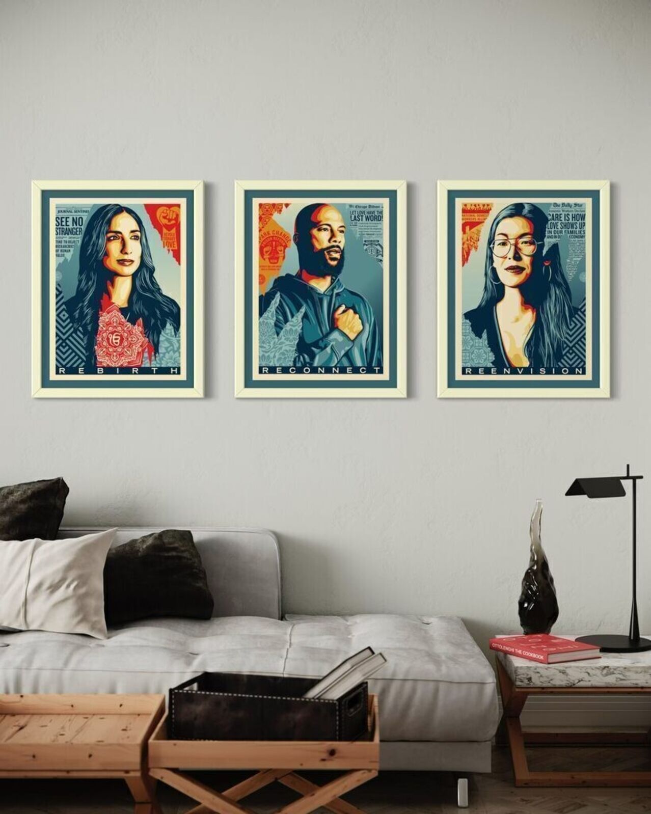 Shepard Fairey | Reframe Triptych (Reenvision, rebirth, reconnect ...