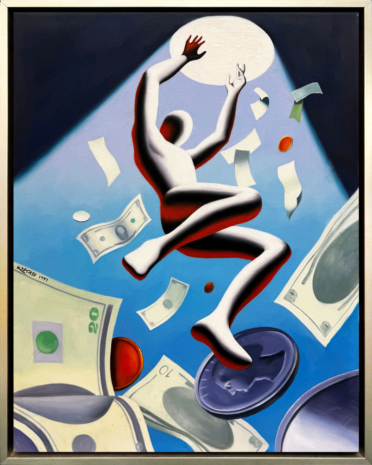 Pit Fall Artist Mark Kostabi | Pit Fall (framed original painting on canvas) (1997 ...