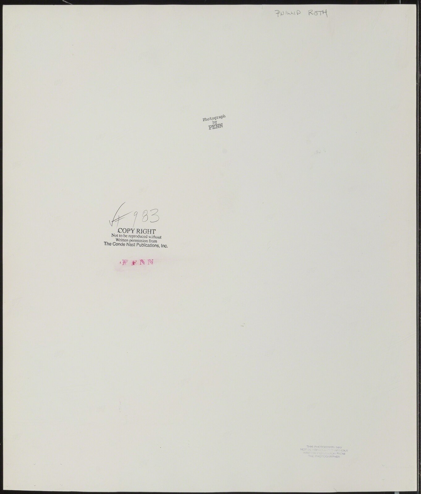 Irving Penn | Philip Roth, Vanity Fair (1983) | Artsy