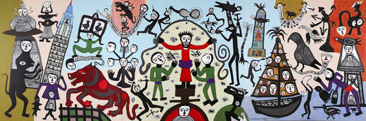 Madhvi Parekh, ‘Travelling Circus in My Village (Triptych)’, 2024