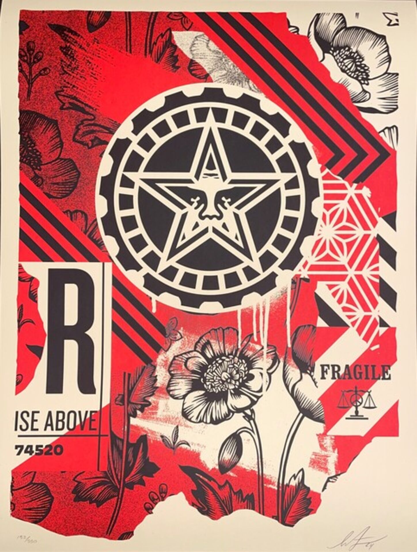 Shepard Fairey Shepard Fairey Screenprint Gear's Of Justice Red