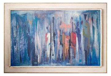 Walter A. Prochownik, ‘Blue, Mid Century Abstract Oil Painting’, 1950-1959