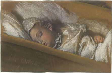 Adolph Menzel, ‘An Infant Asleep in His Crib’, 1848