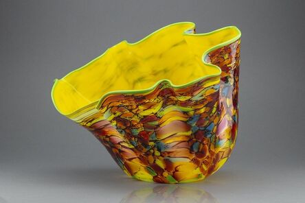 Dale Chihuly, ‘Carnival Macchia Large Glass Vase with Yellow Interior & Ruffled Edge’, 2000