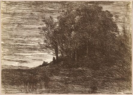 Jean-Baptiste-Camille Corot, ‘The Hermit's Woods, or the Banks of Lake Trasimène (Le Bois de l'Hermite, ou les Bords du Lac Trasimène)’, 1858