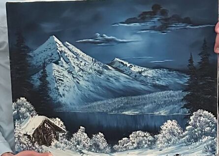 Bob Ross, Bob Ross Signed Original Painting Winter Mountain Scene w Bob  Ross Inc COA (ca. 1982)