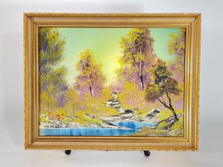 Bob Ross Signed Original Oil on Canvas Painting Rare Large size 24