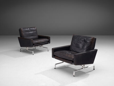 Poul Kjærholm, ‘Pair of Poul Kjaerholm 'PK31-1' Lounge Chairs in Original Black Leather’, 1958