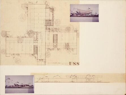 Frederick E. Emmons & Quincy Jones, ‘Presentation panel for Youth Center, Fairless Hills, PA, with vintage original photographs and reproductions of floor plan’, ca. 1950