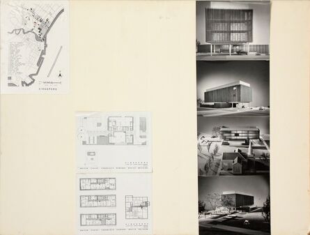 Frederick E. Emmons & Quincy Jones, ‘Presentation panel for United States Embassy, Singapore with vintage original photographs and reproductions of renderings’, 1961
