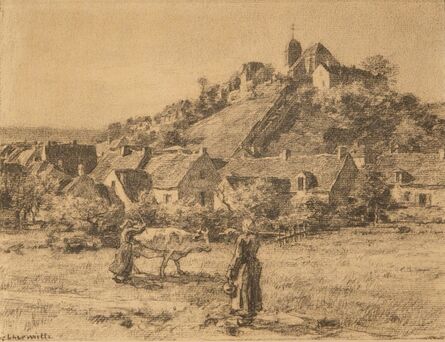 Léon Augustin Lhermitte, ‘Paysannes et Vaches Devant le Village de Mont-Saint-Père’, ca. 1887