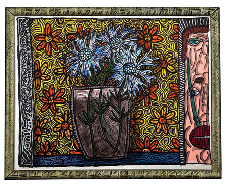 Robert Combas, ‘Les belles fleurs bleues, la tapisserie et la tête de veau’, 1988