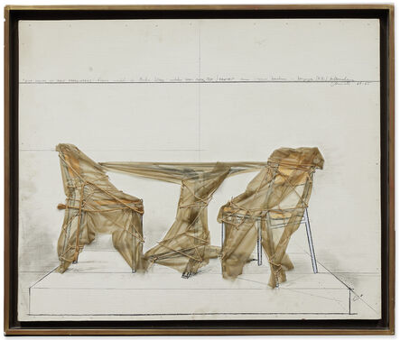 Christo, ‘Deux chaises et un table empaquetées’, 1964-1965