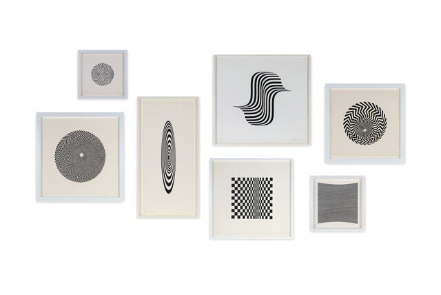 Bill Riley Printmaker Bridget Riley | 7 screenprints in black on paper, Riley's complete w ...