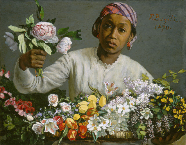 Basille Young Woman with Peonies (1870) by Frédéric Bazille | Artsy