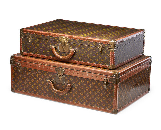 Lot - Antique Louis Vuitton Large Hard Case Suitcase.