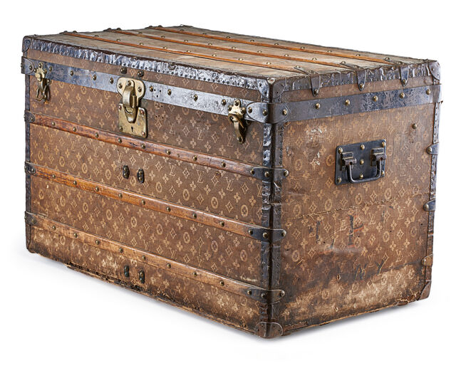 RED PAINTED #2 VINTAGE LOUIS VUITTON STEAMER TRUNK