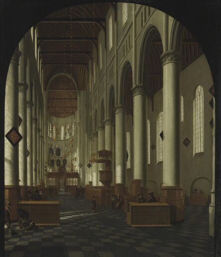 Hendrick Cornelisz. van Vliet, ‘A view of the interior of the New Church, Delft, in a painted arch’