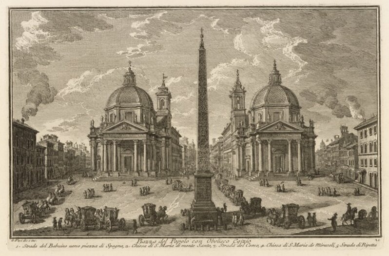 Giuseppe Vasi | Piazza del Popolo con Obelisco Egizio (1747) | Artsy