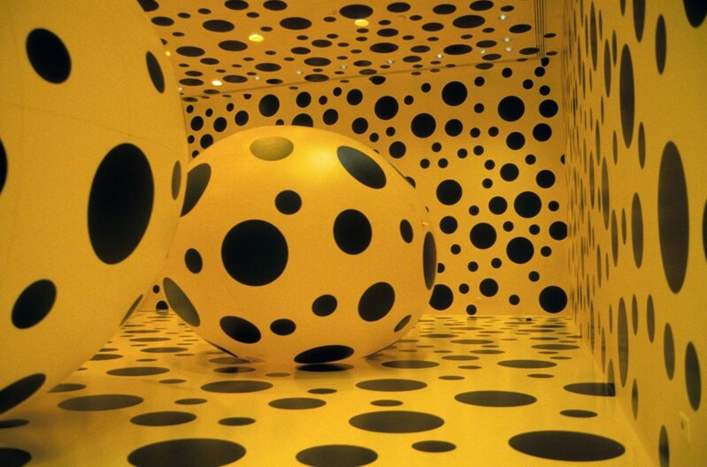 Yayoi Kusama, Parc Villette Paris, an exhibit of dots obse…