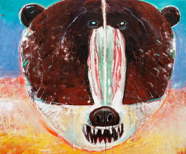 Rick Rivet | Earth Face Grizzly — Bear, Figurative, Acrylic, Indigenous ...