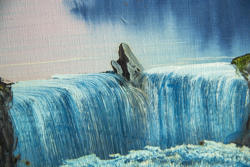 Bob Ross, Bob Ross Authentic Original Waterfall Oil Painting Contemporary  Art (1970-2010)