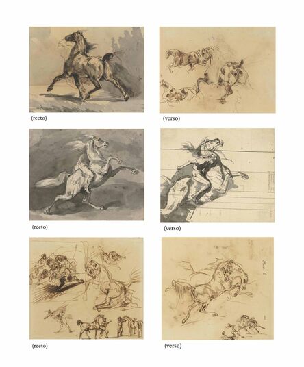 ‘Three double-sided sheets of equestrian studies’