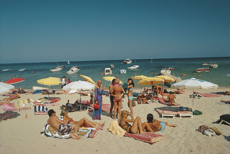 Slim Aarons | Saint-Tropez Beach (1971) | Available for Sale | Artsy