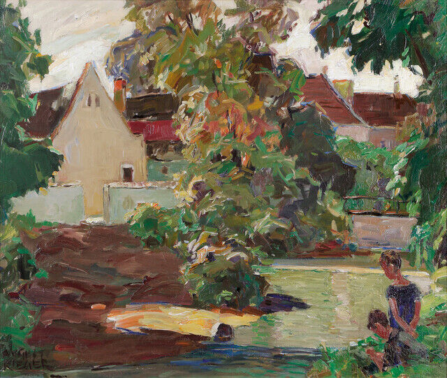 August Rieger | Children at the Alte Donau (1930) | Available for Sale ...