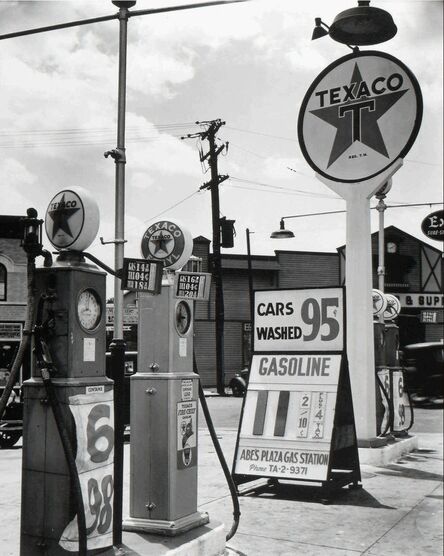 Berenice Abbott, ‘Gasoline Station, Tremont Avenue and Dock Street, Bronx’, 1936