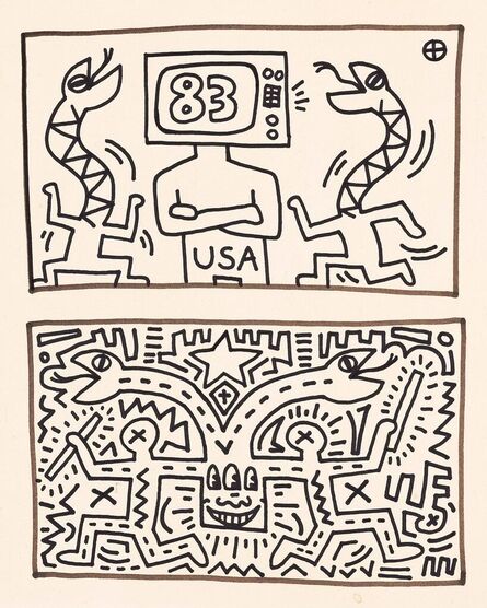 Keith Haring, ‘Keith Haring drawing 1982 (Keith Haring untitled Popeye)’, 1982
