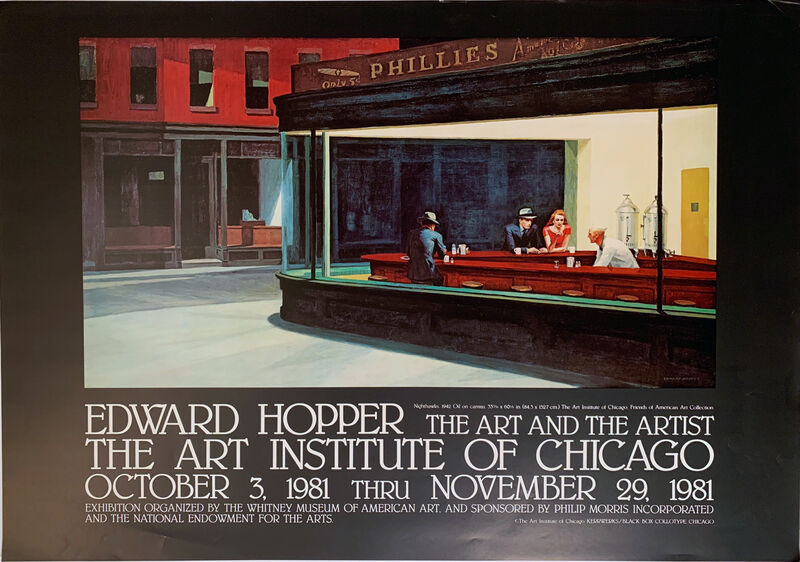 Hopper | Nighthawks, Edward Hopper, The Art and the Artist Poster, Gallery Poster OVER 40 YEARS AGO!!!! (1981) | Available Sale | Artsy