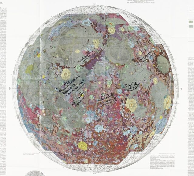 Labeled Moon Map Color LARGE COLOR GEOLOGIC MAP OF THE NEARSIDE OF THE MOON, SIGNED BY A ...