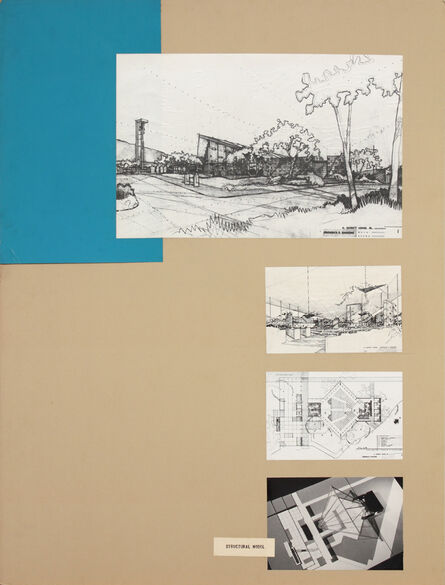 Frederick E. Emmons & Quincy Jones, ‘Presentation panels for Parish and Nursery of St. Matthews Church, Pacific Palisades, CA with vintage original photograph and reproductions of renderings’, 1953
