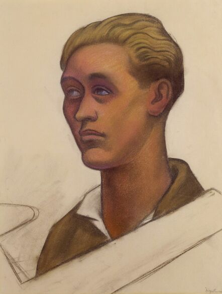 Diego Rivera, ‘Untitled (Head of a young man with model airplane), study for the mural Allegory of California, Pacific Stock Exchange Luncheon Club, San Francisco’, 1930-1931