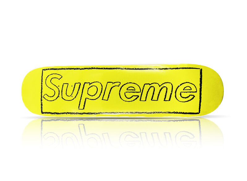 KAWS - Supreme Chalk Skateboard Deck - Yellow for Sale