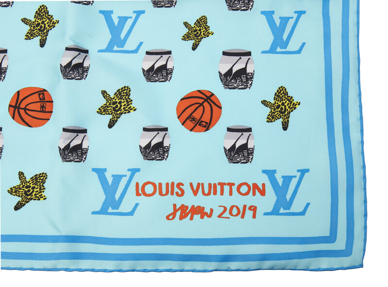 Jonas Wood X Louis Vuitton, Monogram Square Scarf (blue) (2019)