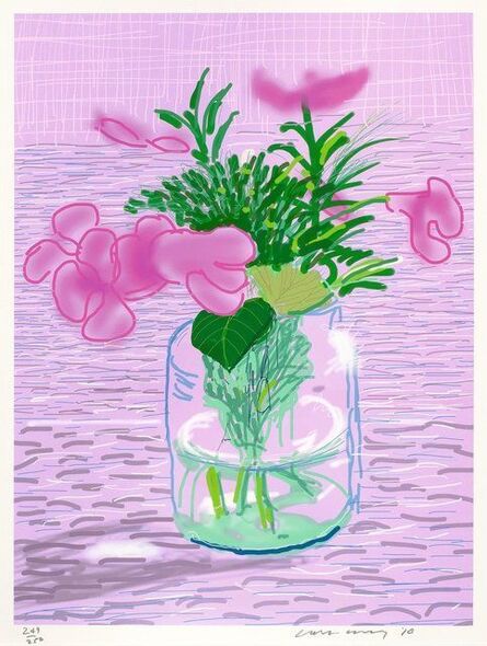 David Hockney, ‘iPad drawing ‘Untitled, 329’ (Lilacs), with A BIGGER BOOK, ART EDITION BOOK AND STAND’, 2017