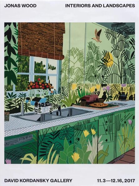 Artistic depiction of a kitchen with jungle-themed decor, featuring plants and nature elements.