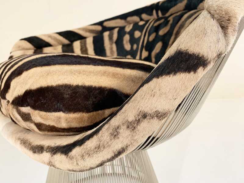 Warren Platner Lounge Chairs, Restored in Zebra Hide 1966