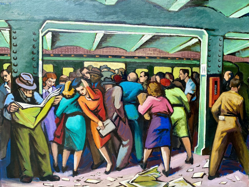 elf hurken personeel Trew Hocker | New York City Subway Mid 20th Century American Modernism WPA  Realism industrial Transportation Colorful (1947) | Available for Sale |  Artsy