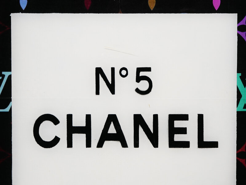 Jim Hudek, Black Louis Vuitton Chanel Colorful Contemporary Mixed Media  Collage (2022)