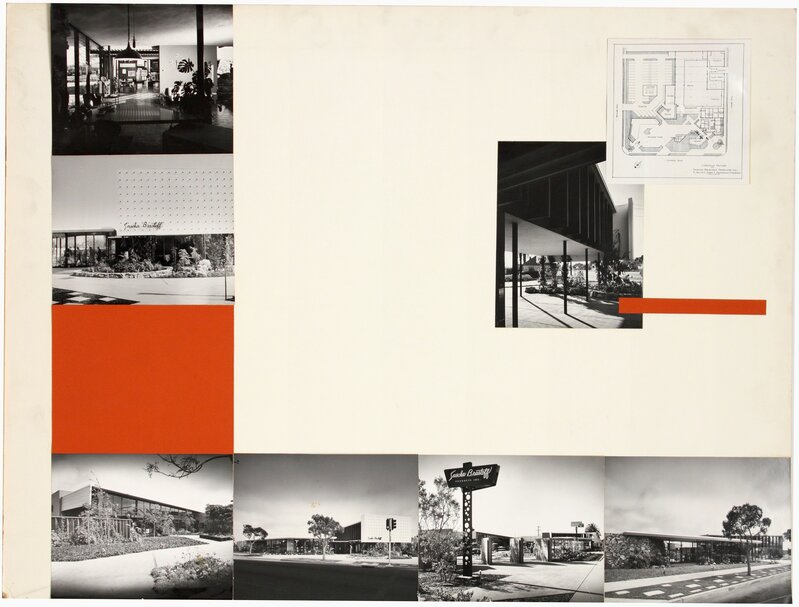 Frederick E. Emmons & Quincy Jones, Presentation panels for Sascha Brastoff  Ceramic Factory, Los Angeles, CA with vintage original photographs by  Julius Shulman and reproductions of site plan (1953)