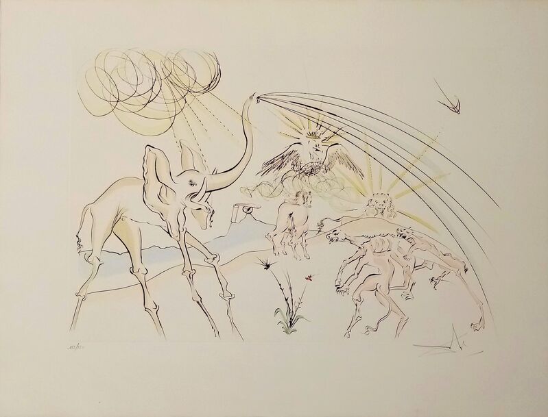 Salvador Dalí | Le Bestiaire de La Fontaine - The animals ill with the  plague (1974) | Artsy