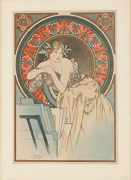 Alphonse MUCHA : Les s, la danse, Lithographie originale Alphonse MUCHA : Les s, la danse, Lithographie originale