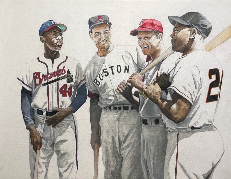 Margie Lawrence, Hank Aaron, Ted Williams, Stan Musial, Willie Mays (2013), Available for Sale